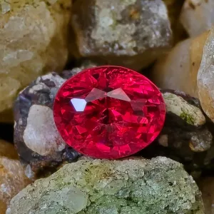 0.95 Carat Oval Vivid Red Spinel from Mahenge Tanzania