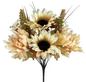 13" Mum, Sunflower Bush: Beige - 56690BE