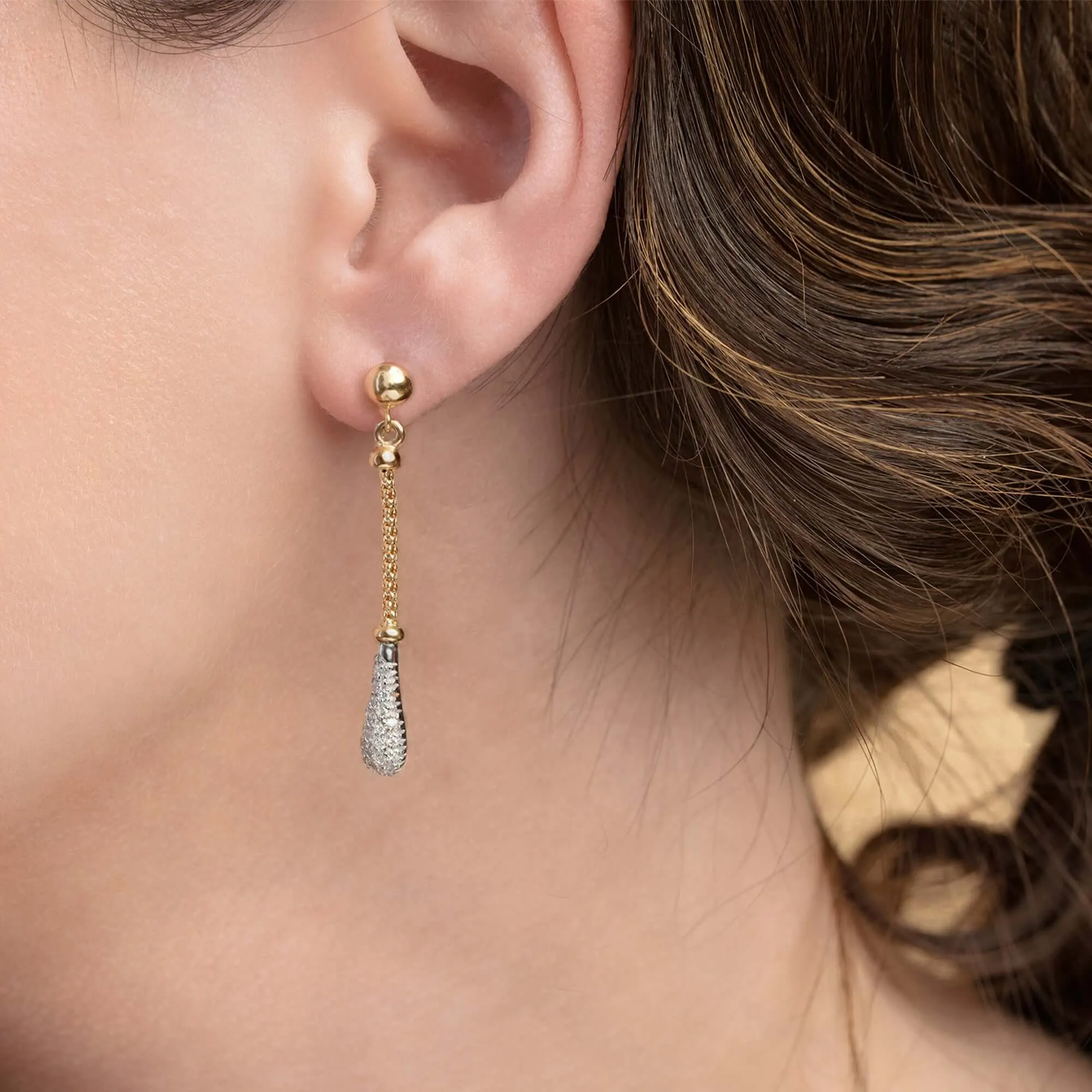 14K Gold & Diamond Prosecco Drop Earrings