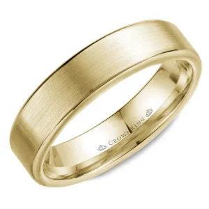 14K Yellow Gold Brushed Center With Polished Edges