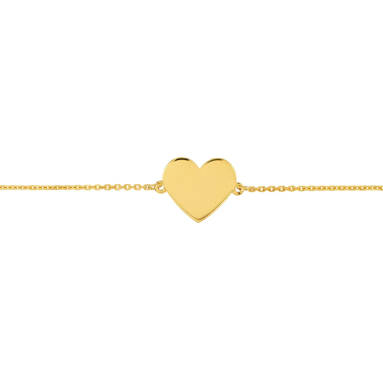 14K Yellow Gold Engravable Simple Heart Bracelet