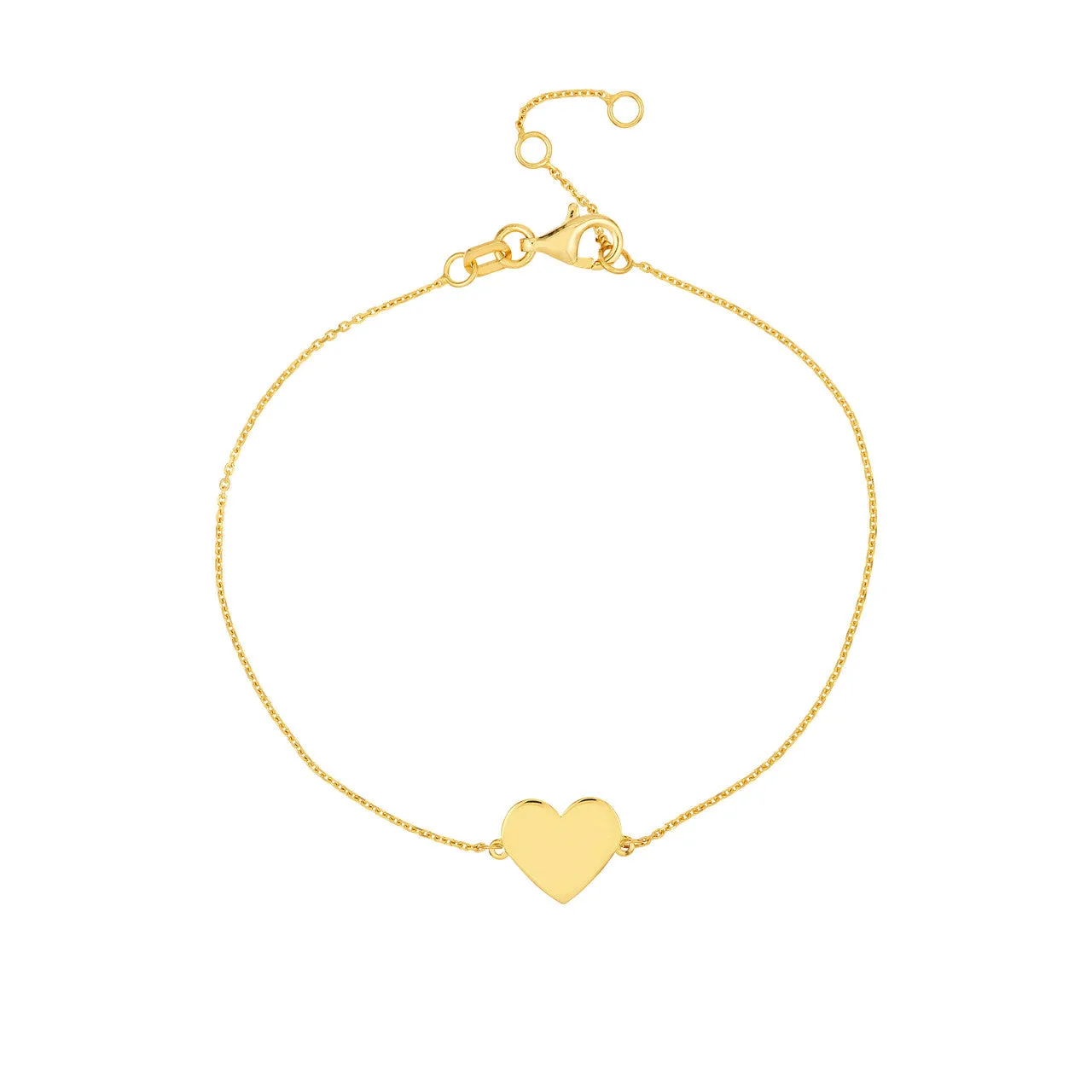 14K Yellow Gold Engravable Simple Heart Bracelet