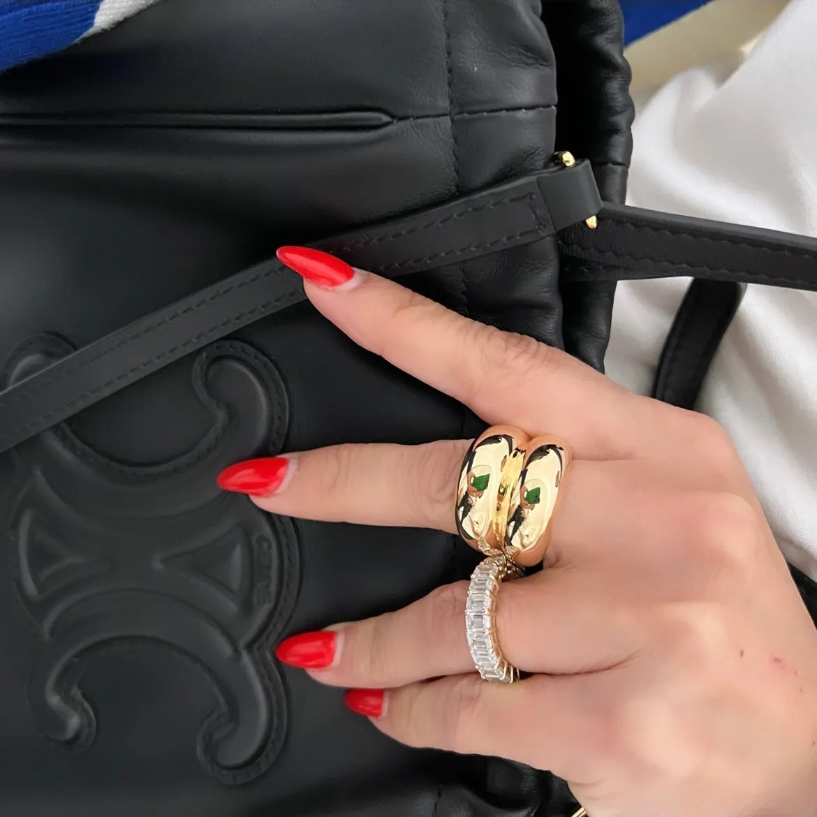 14KT Gold Large Double Dome Lightweight Ring