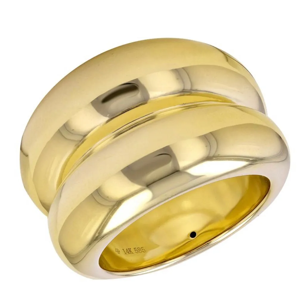 14KT Gold Large Double Dome Lightweight Ring
