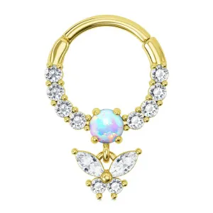 16G Hanging CZ Butterfly Septum Ring Daith Earrings