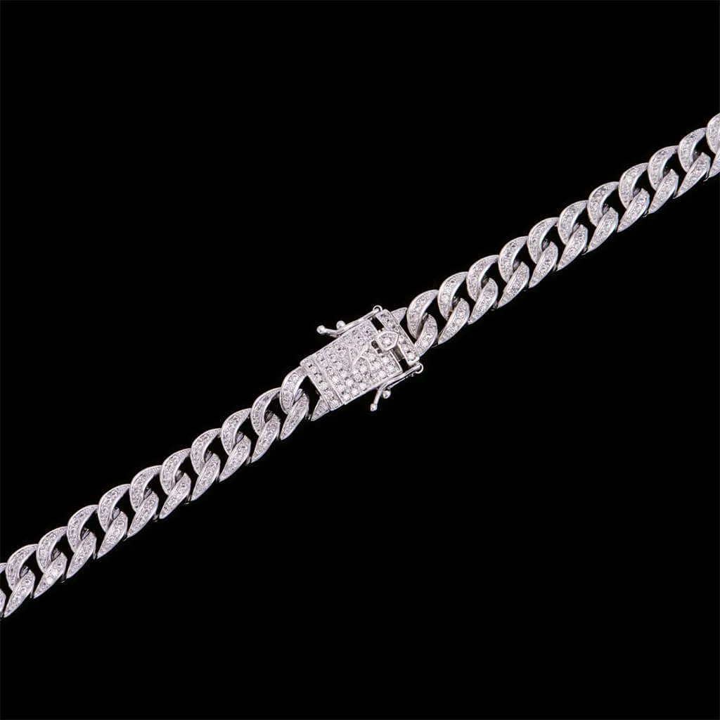 16" White Gold Iced Cuban Chain - 8mm