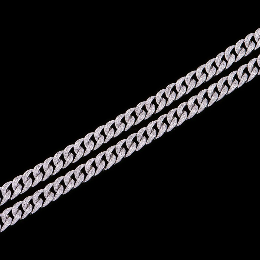 16" White Gold Iced Cuban Chain - 8mm