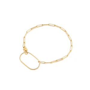 18K ALL ABOUT BASICS Oblomg Charm Ladder Chain Bracelet