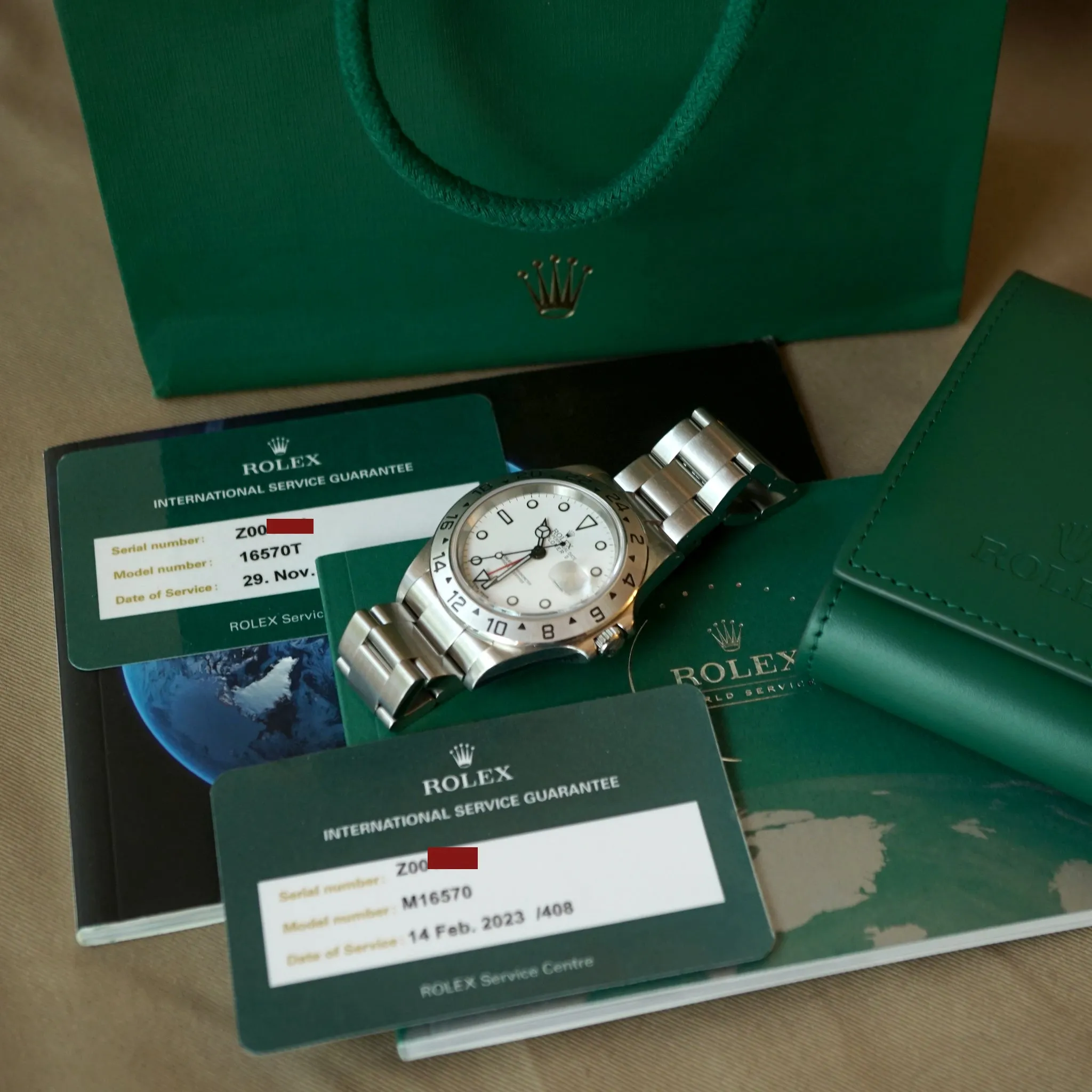 2006 ROLEX EXPLORER II 16570 POLAR WHITE WATCH W/ RSC CARDS