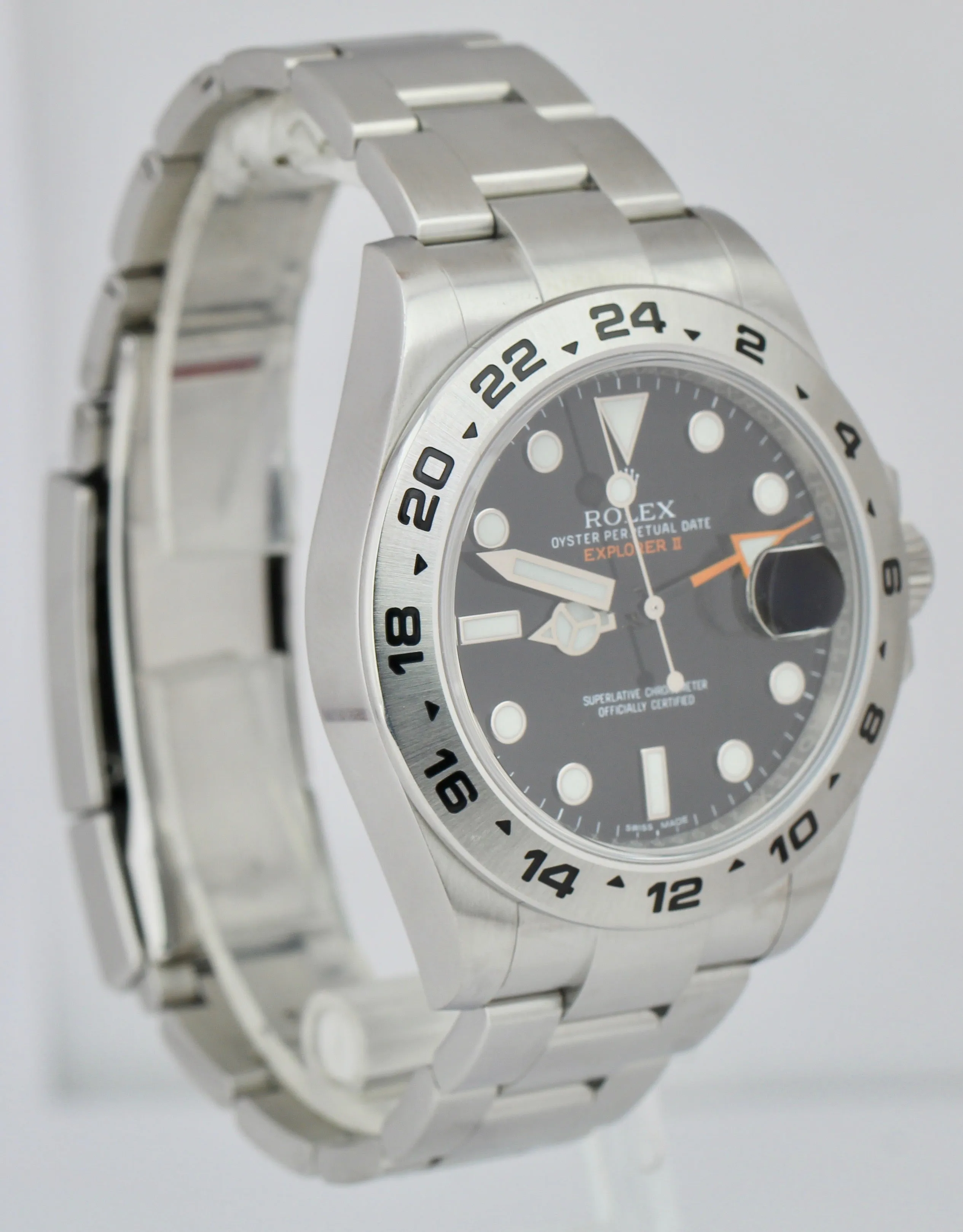 2016 Rolex Explorer II 42mm Black Orange Stainless Steel GMT Date Watch 216570