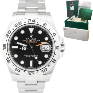 2016 Rolex Explorer II 42mm Black Orange Stainless Steel GMT Date Watch 216570