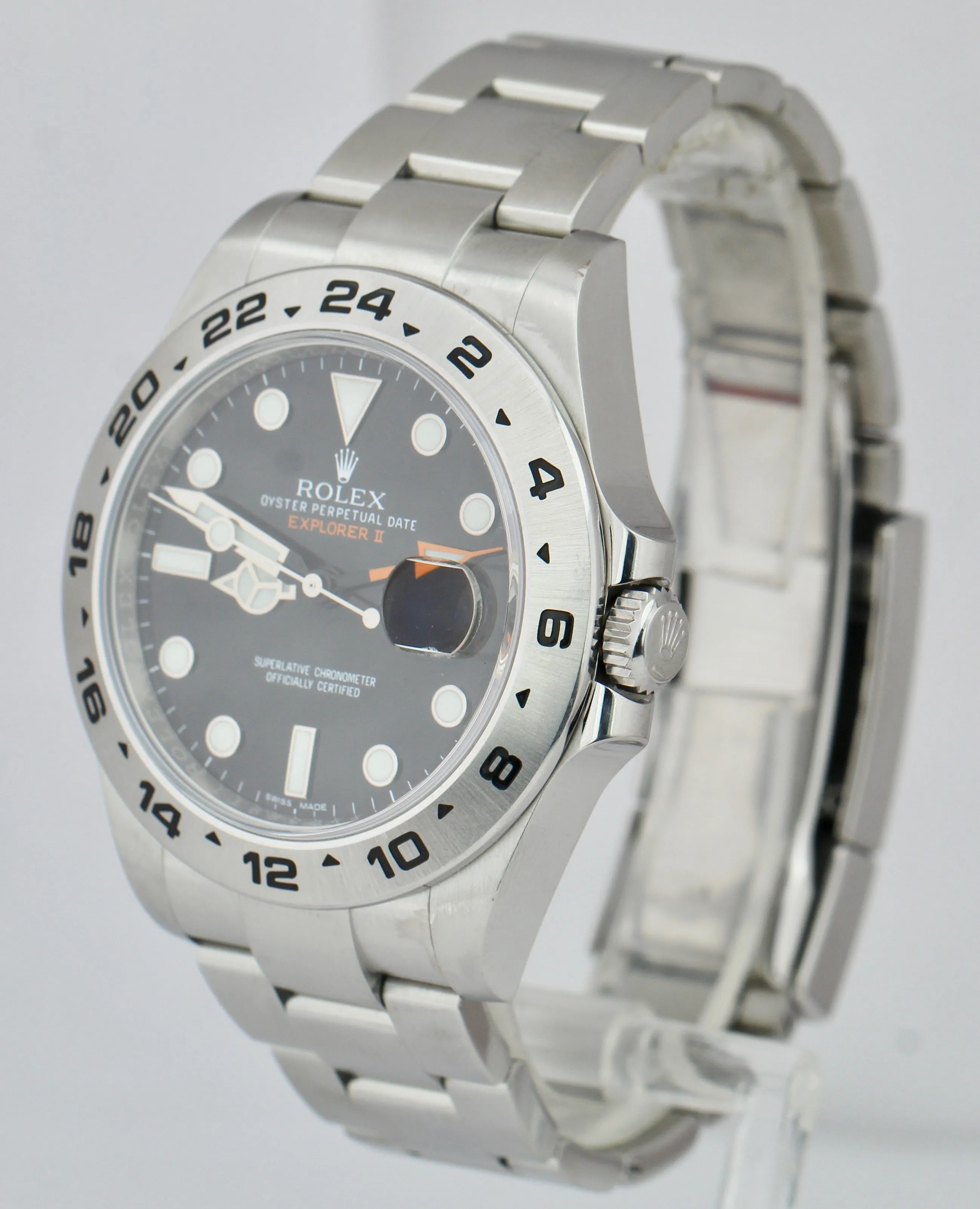 2016 Rolex Explorer II 42mm Black Orange Stainless Steel GMT Date Watch 216570