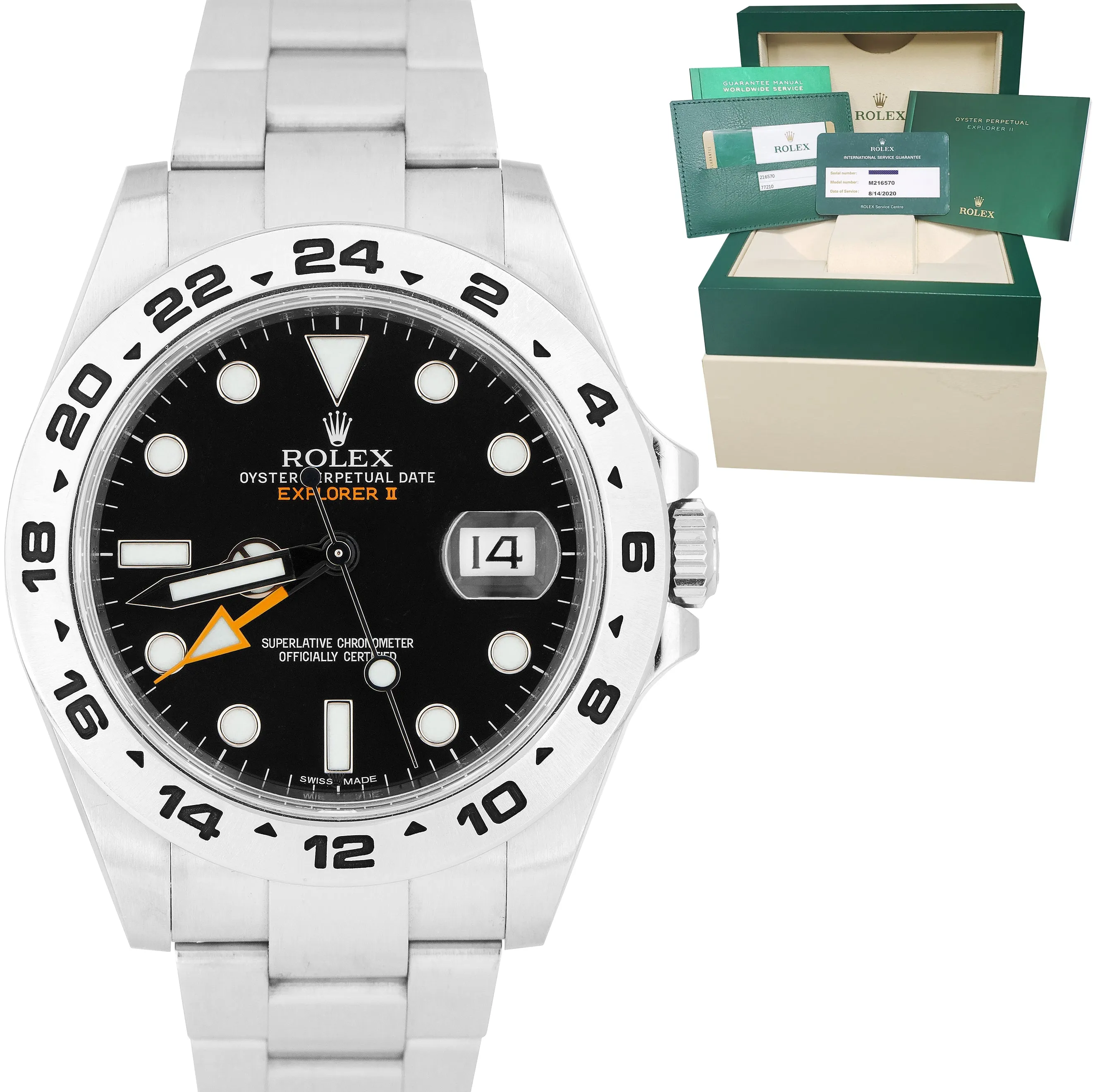 2020 RSC Rolex Explorer II Black Orange GMT Date 42mm Watch 216570 FULL SET B P