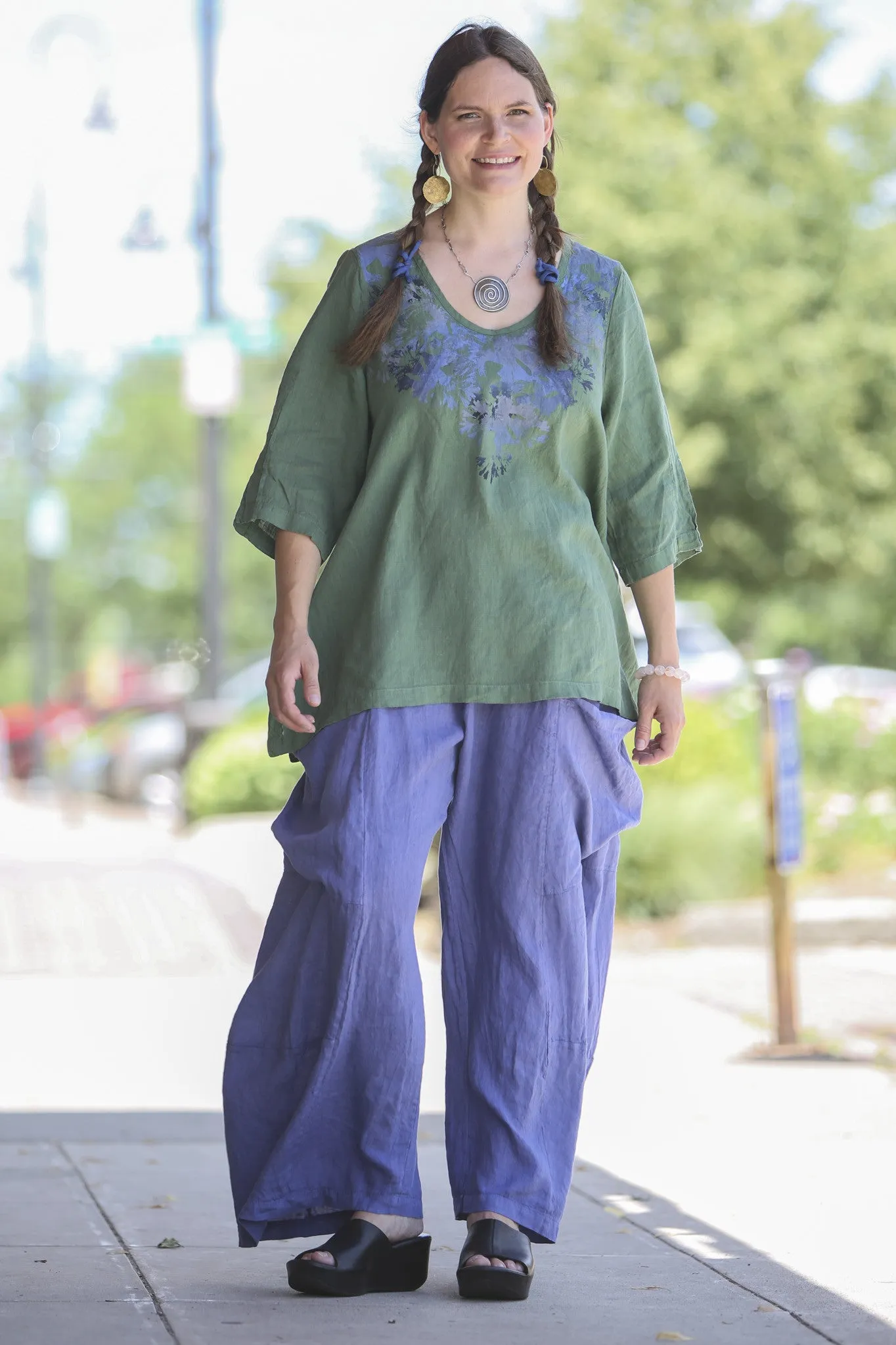 2183 Relaxed Linen Top Seaweed-P
