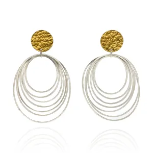 22k Gold and Sterling Silver Ripple Earrings