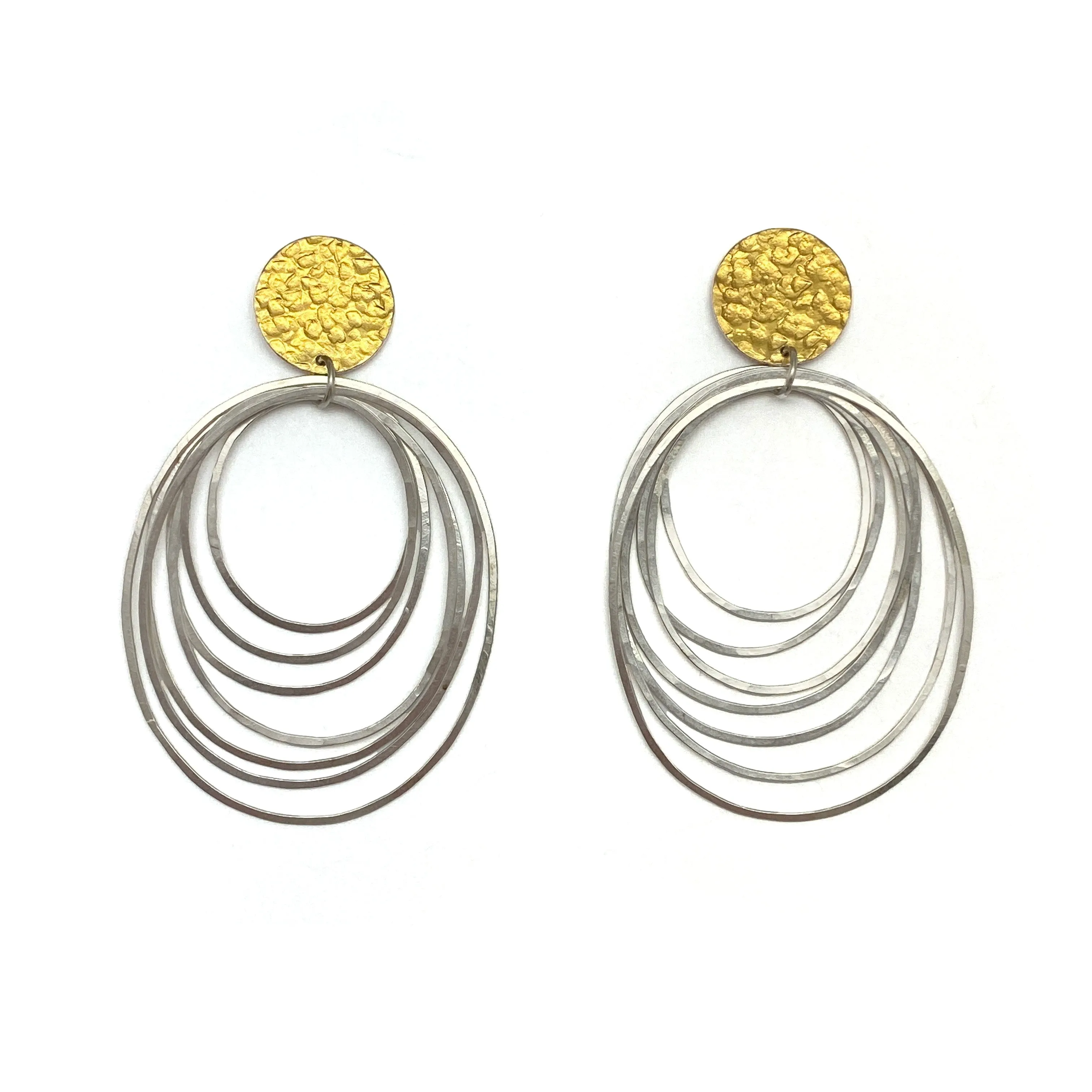 22k Gold and Sterling Silver Ripple Earrings