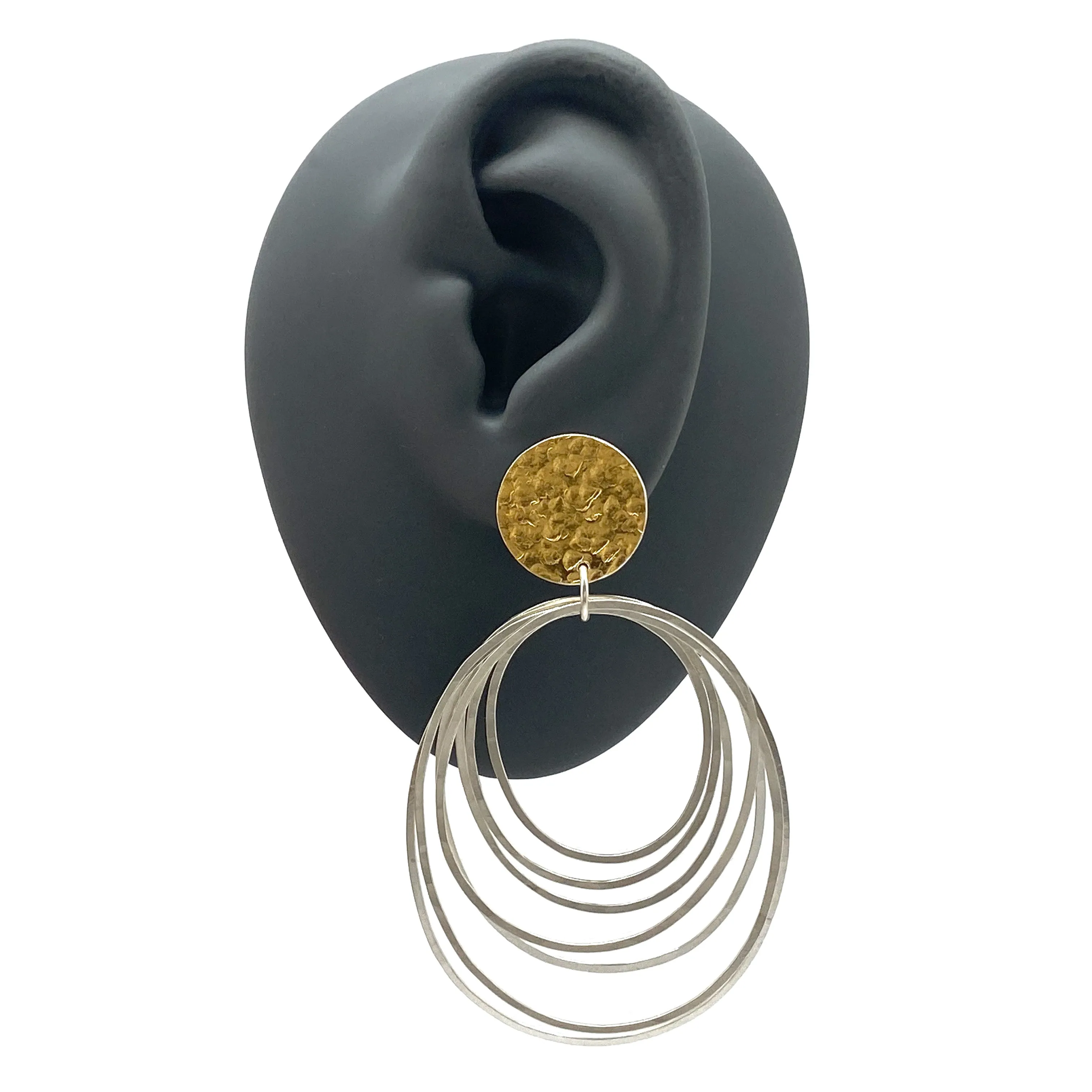 22k Gold and Sterling Silver Ripple Earrings