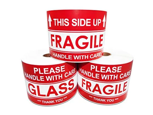 3" X 5" This Side Up Arrow - Handle with Care, Warning Shipping Labels (1 Roll, 500 Stickers/Roll)