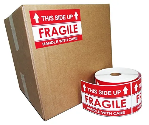 3" X 5" This Side Up Arrow - Handle with Care, Warning Shipping Labels (1 Roll, 500 Stickers/Roll)