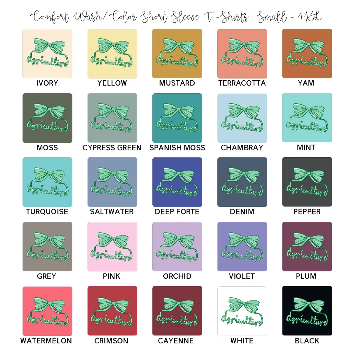 4-H Agriculture Bow ComfortWash/ComfortColor T-Shirt (S-4XL) - Multiple Colors!