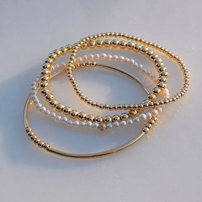 4mm Gold Bead Bracelet - 14k Gold Filled