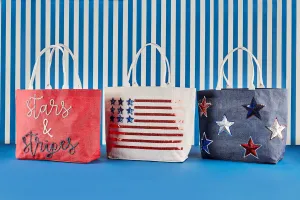 4th Of July Sparkle Totes by Mud Pie