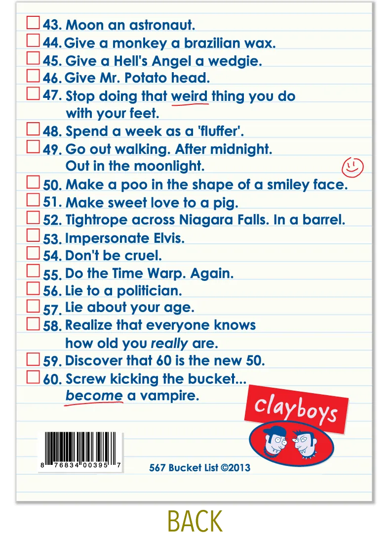 567 Bucket List (Birthday Card)