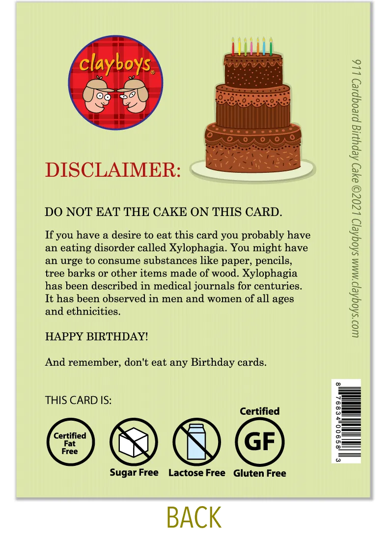 911 Cardboard Cake (Birthday Card)