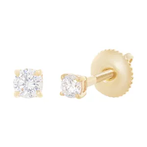 9ct Yellow Gold 4mm Stud Earring with Cubic Zirconia