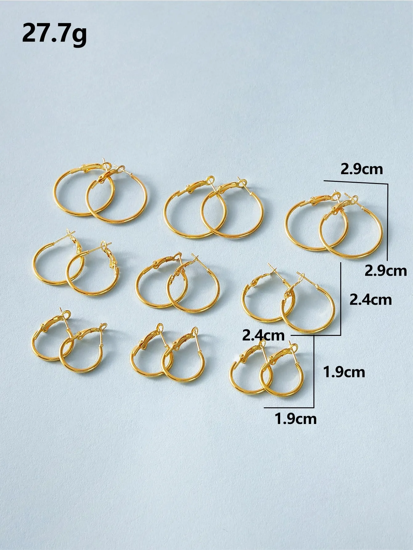 9pairs Simple Hoop Earrings  - FD ⚡