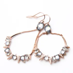 ALEXIS BITTAR Eye-catching Clear Crystals Rose Gold Earrings