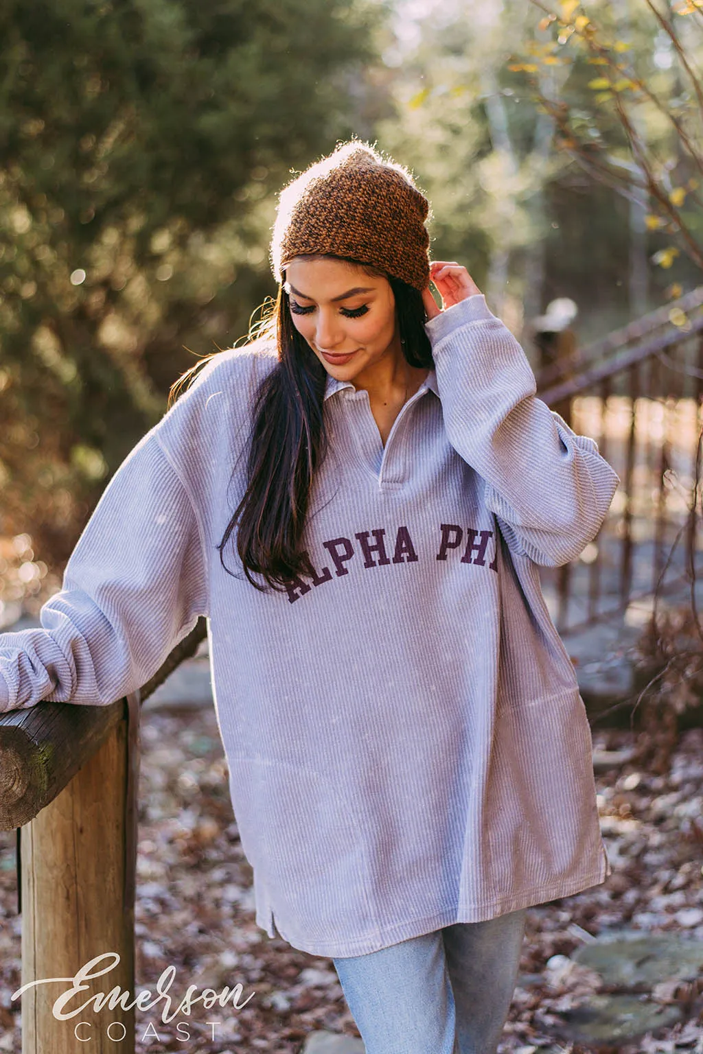 Alpha Phi Lavender Gray Collared Cord