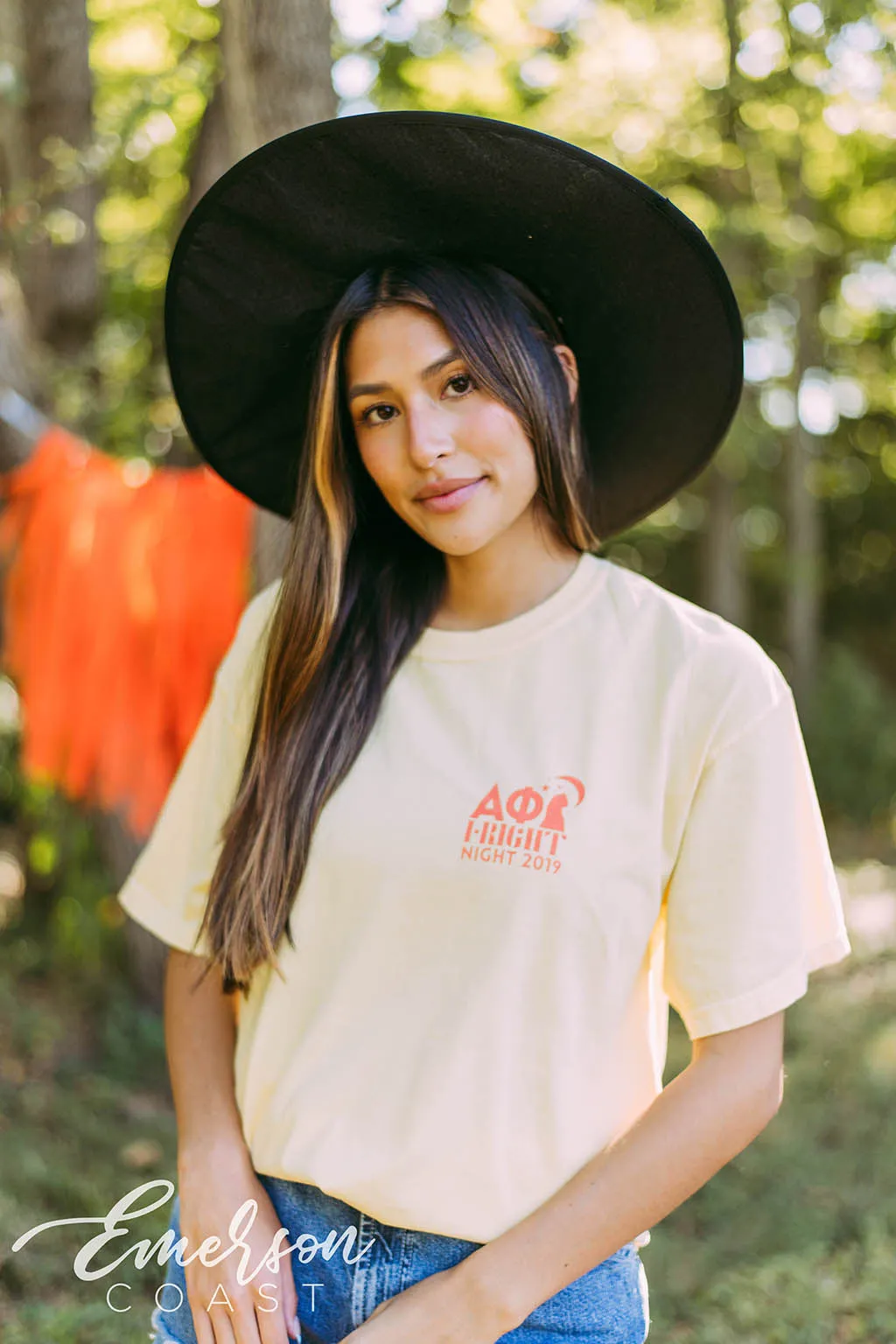 Alpha Phi Light Yellow Fright Night Tee