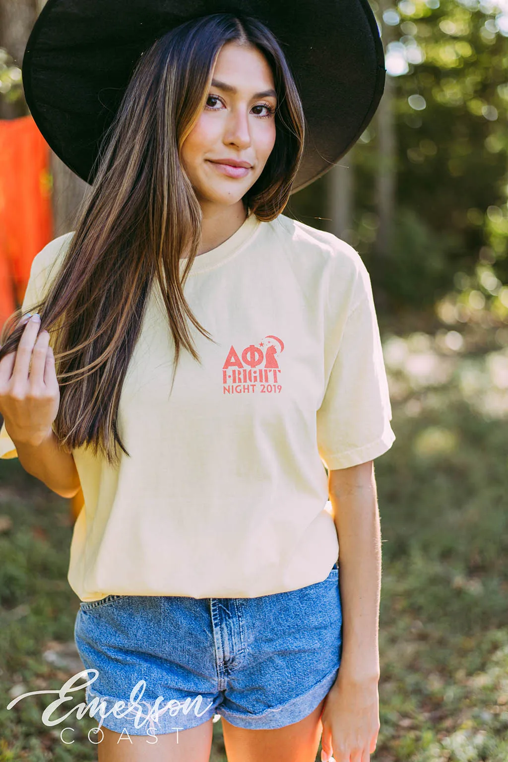 Alpha Phi Light Yellow Fright Night Tee