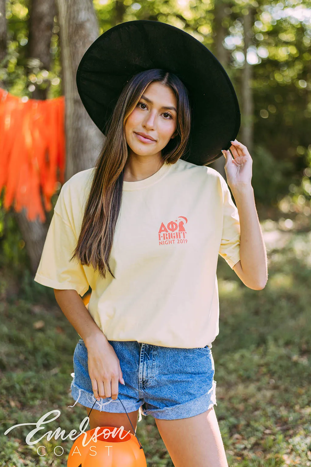 Alpha Phi Light Yellow Fright Night Tee