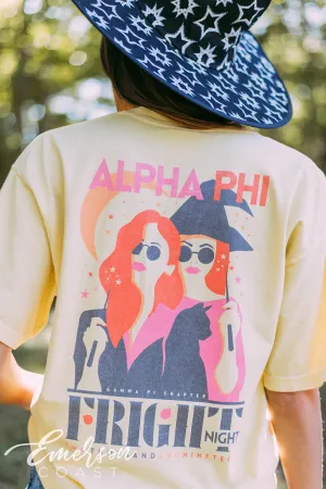 Alpha Phi Light Yellow Fright Night Tee