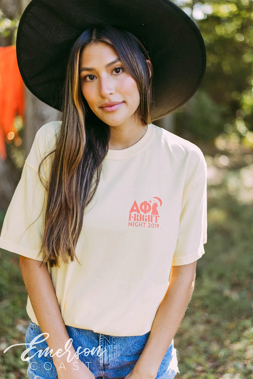 Alpha Phi Light Yellow Fright Night Tee