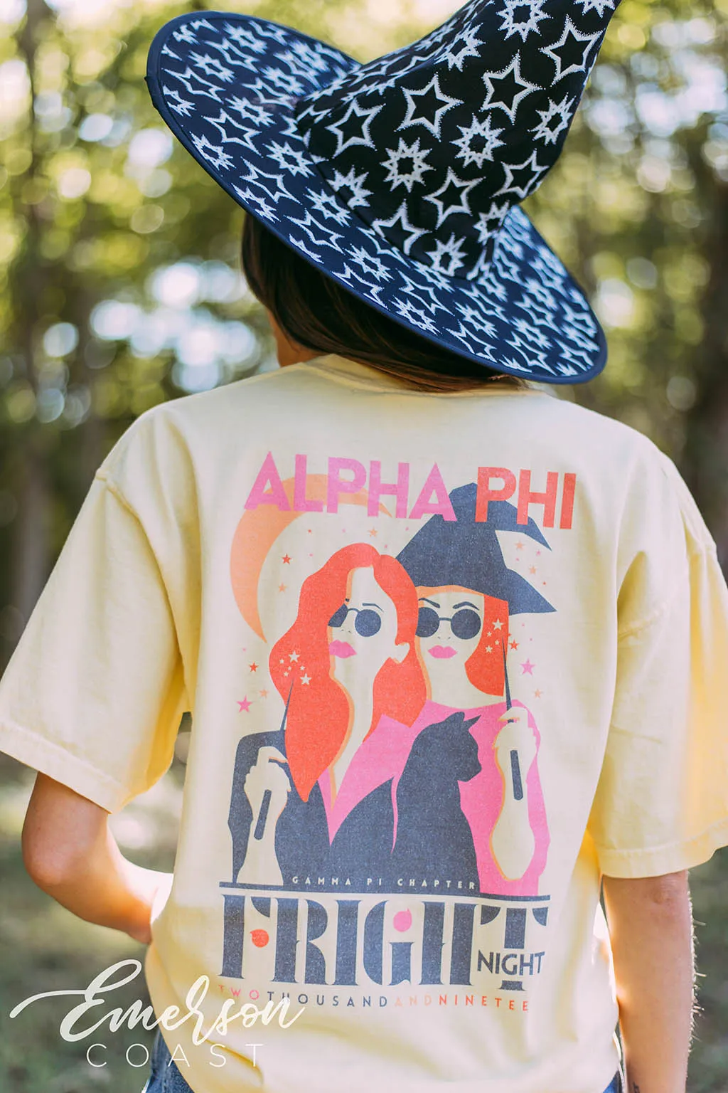 Alpha Phi Light Yellow Fright Night Tee