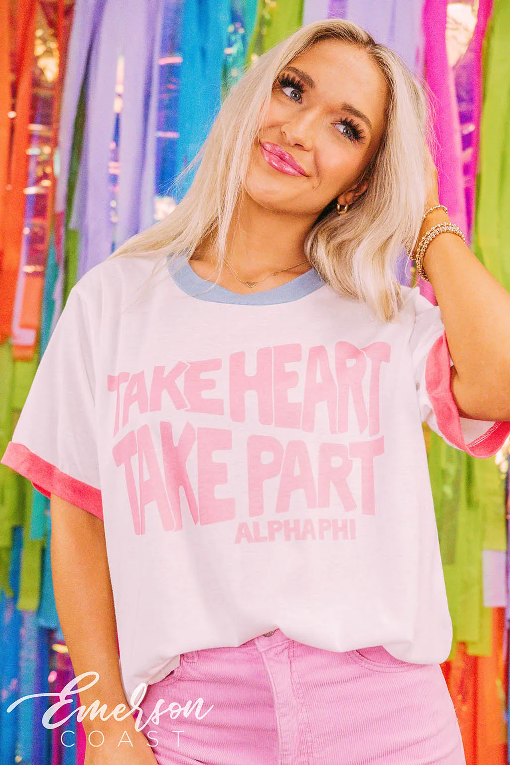 Alpha Phi Philanthropy Take Heart Take Part Colorblock Ringer