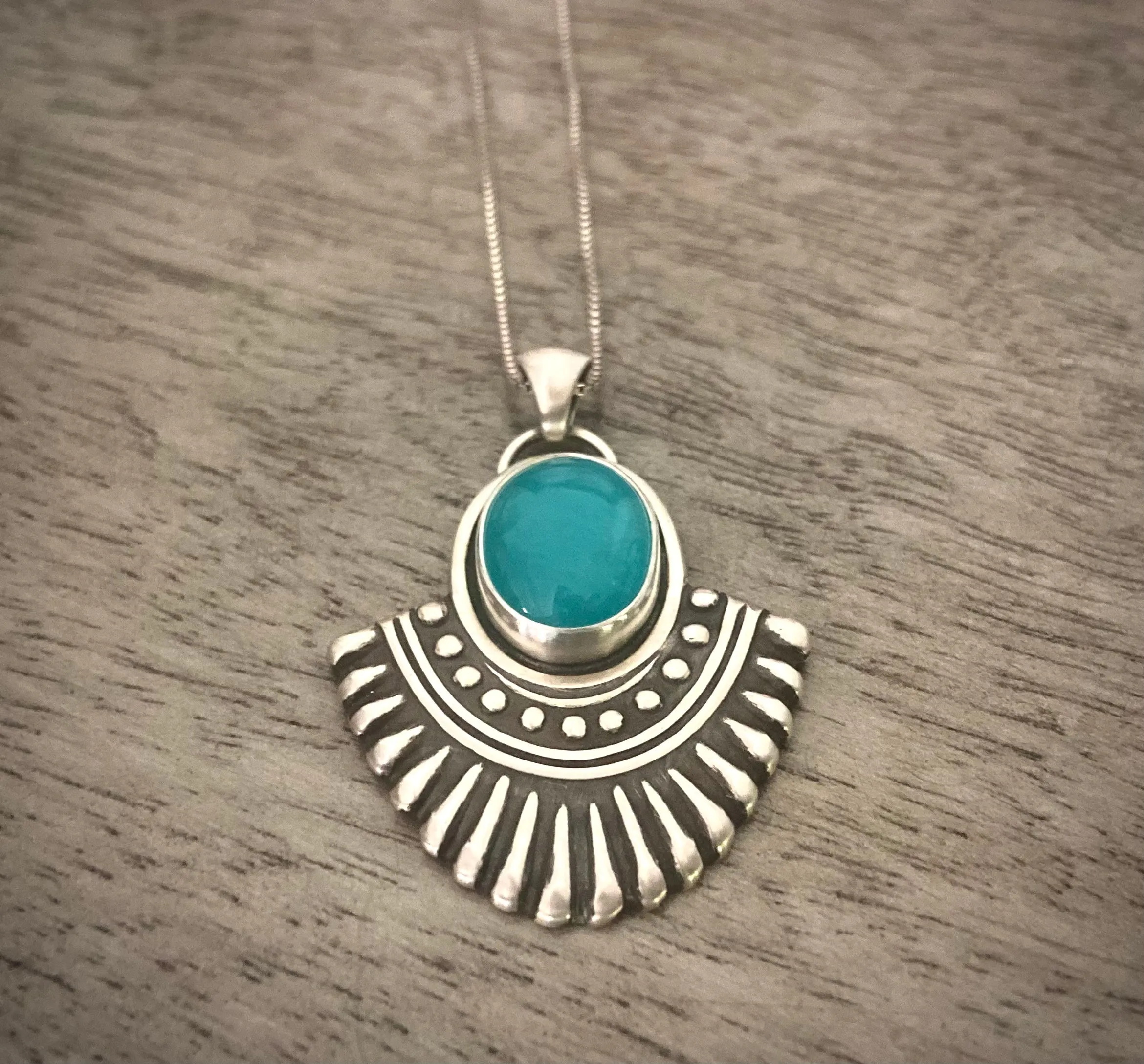 Amazonite Boho Fan Pendant