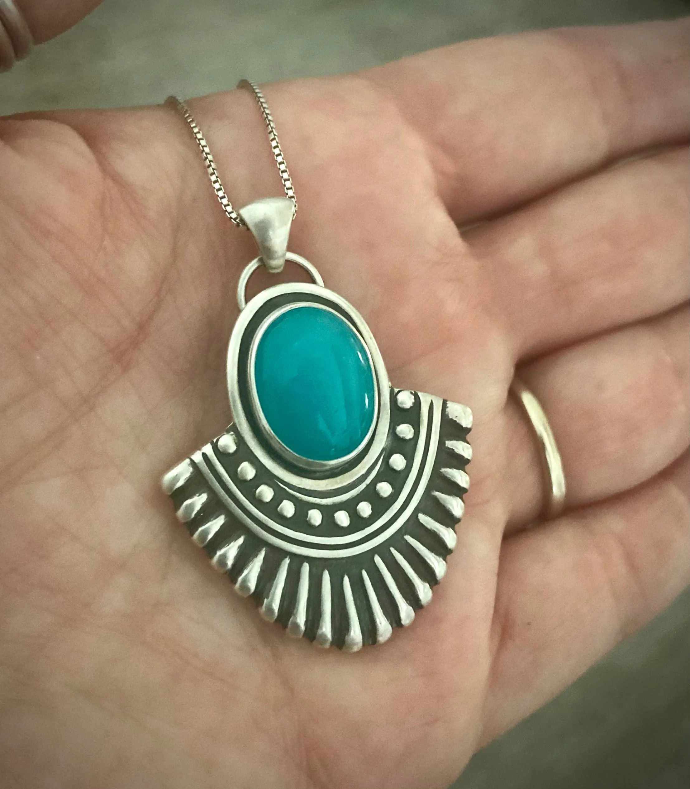 Amazonite Boho Fan Pendant