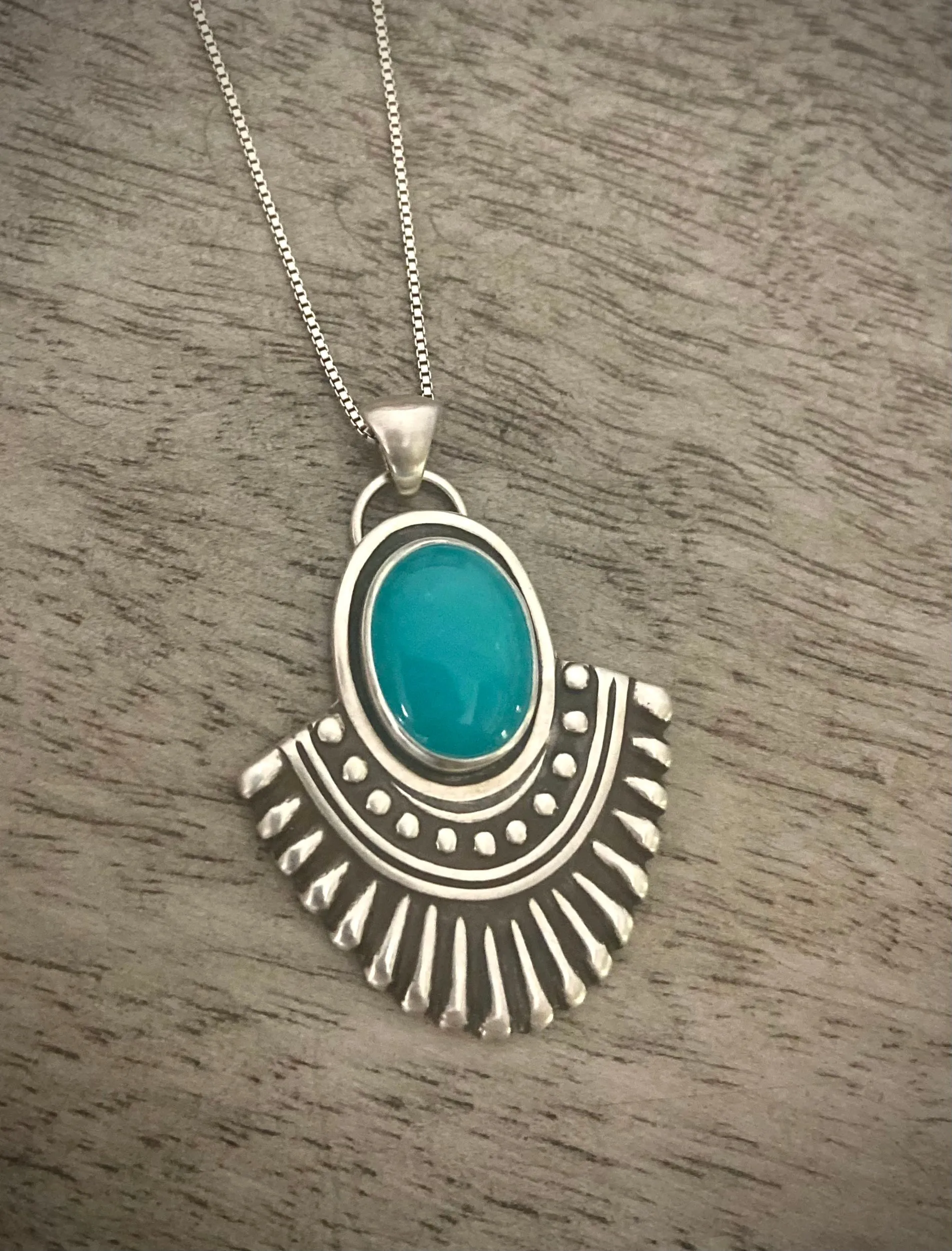 Amazonite Boho Fan Pendant