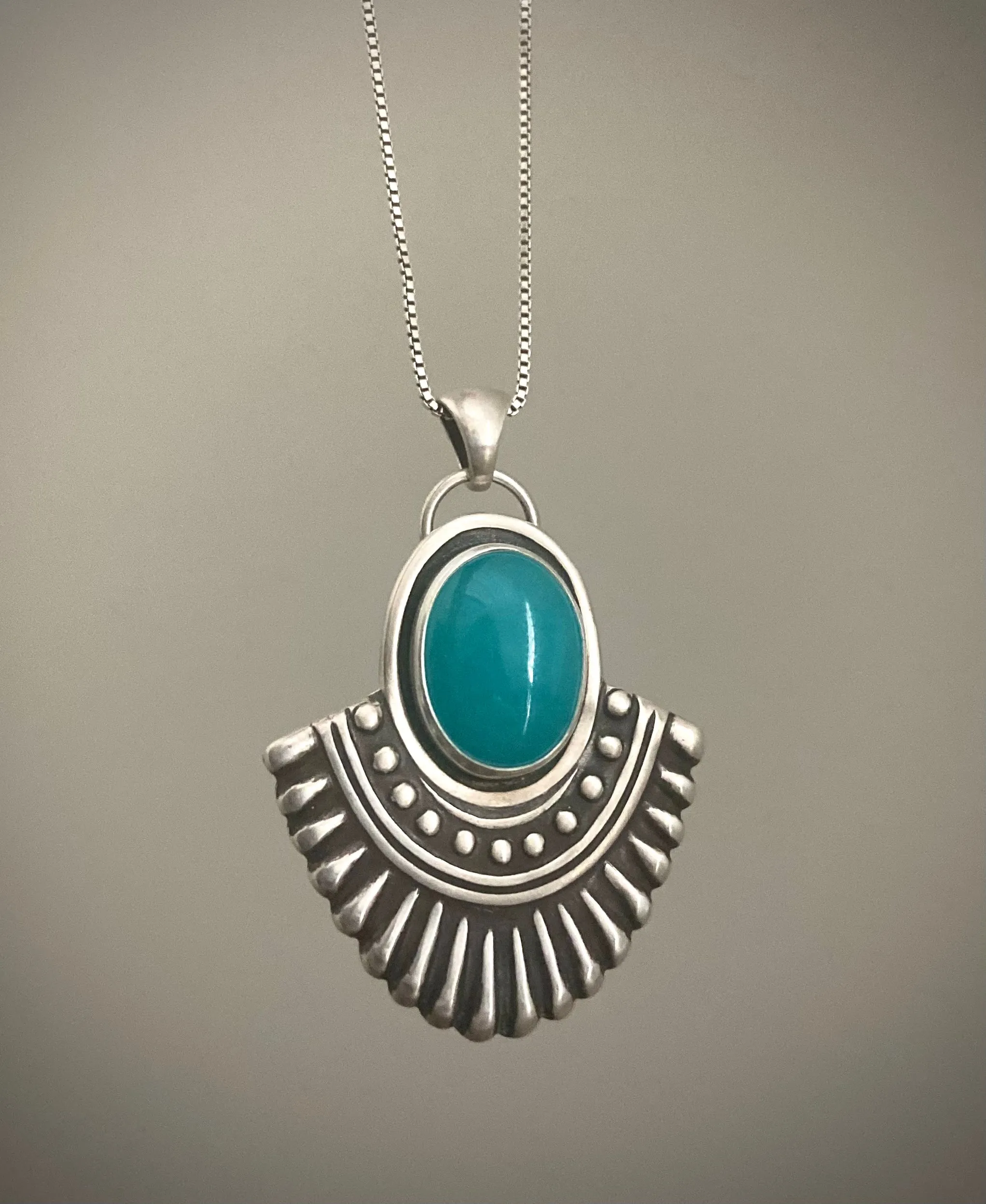 Amazonite Boho Fan Pendant