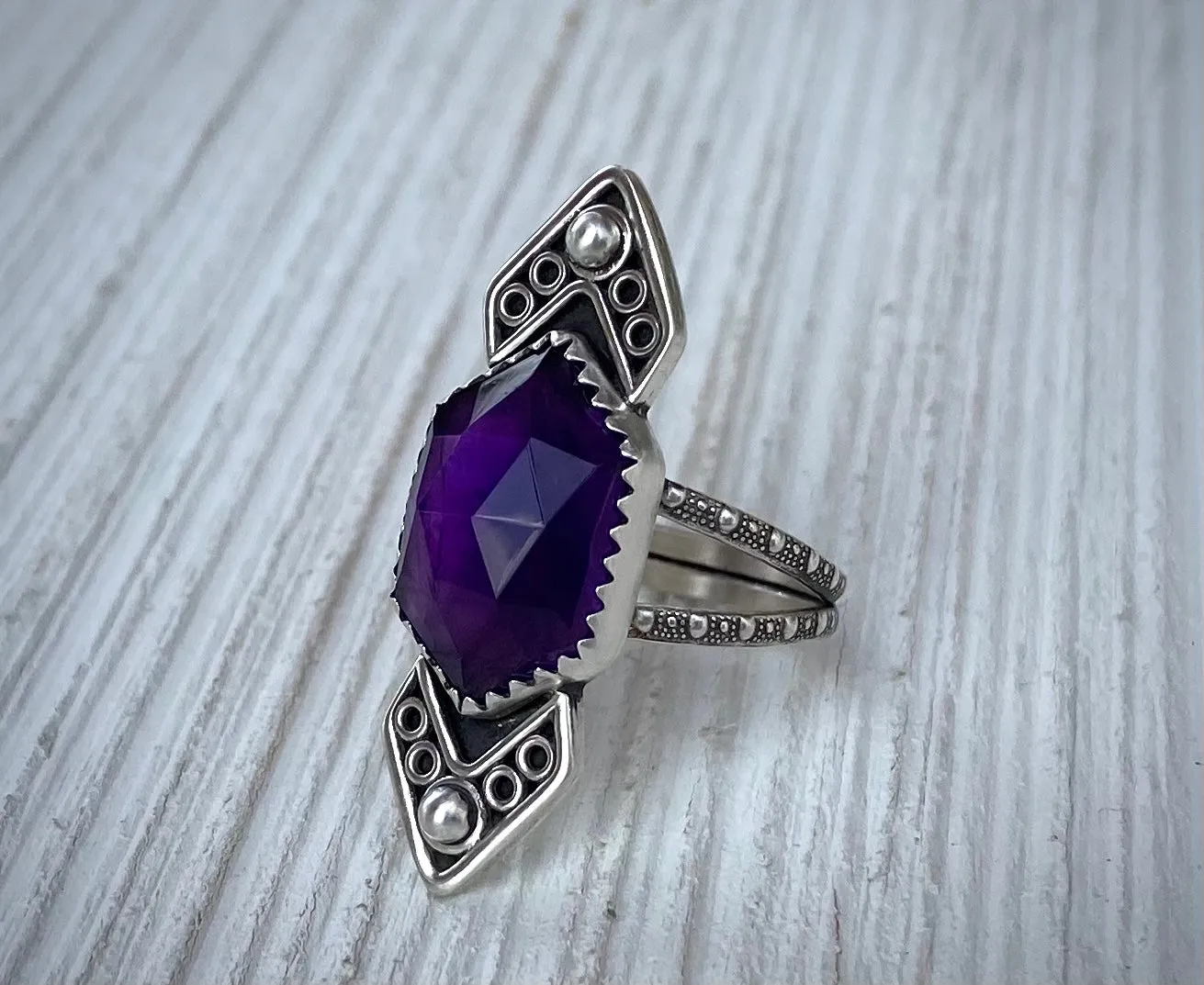 Amethyst Chevron Ring
