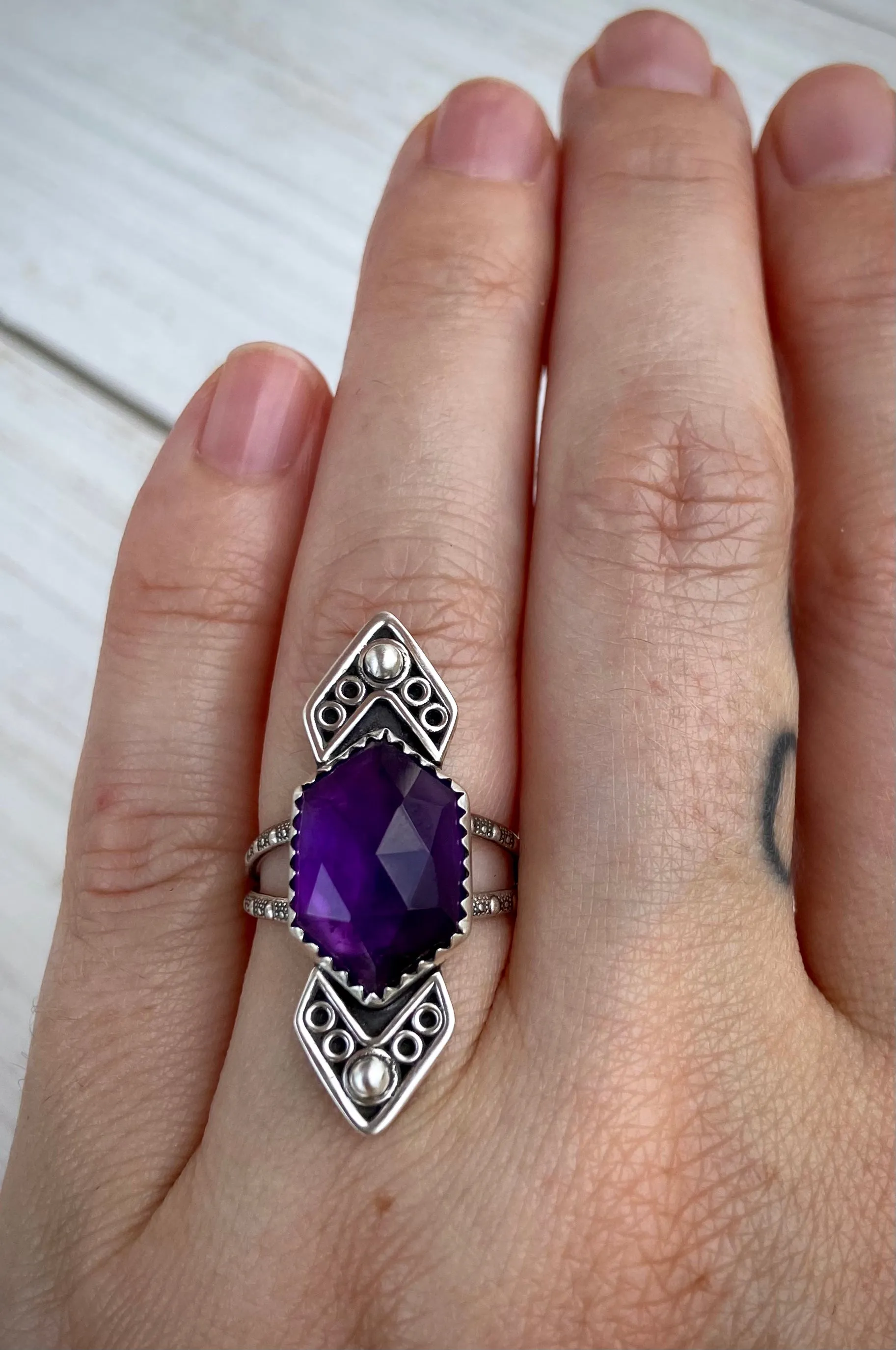 Amethyst Chevron Ring