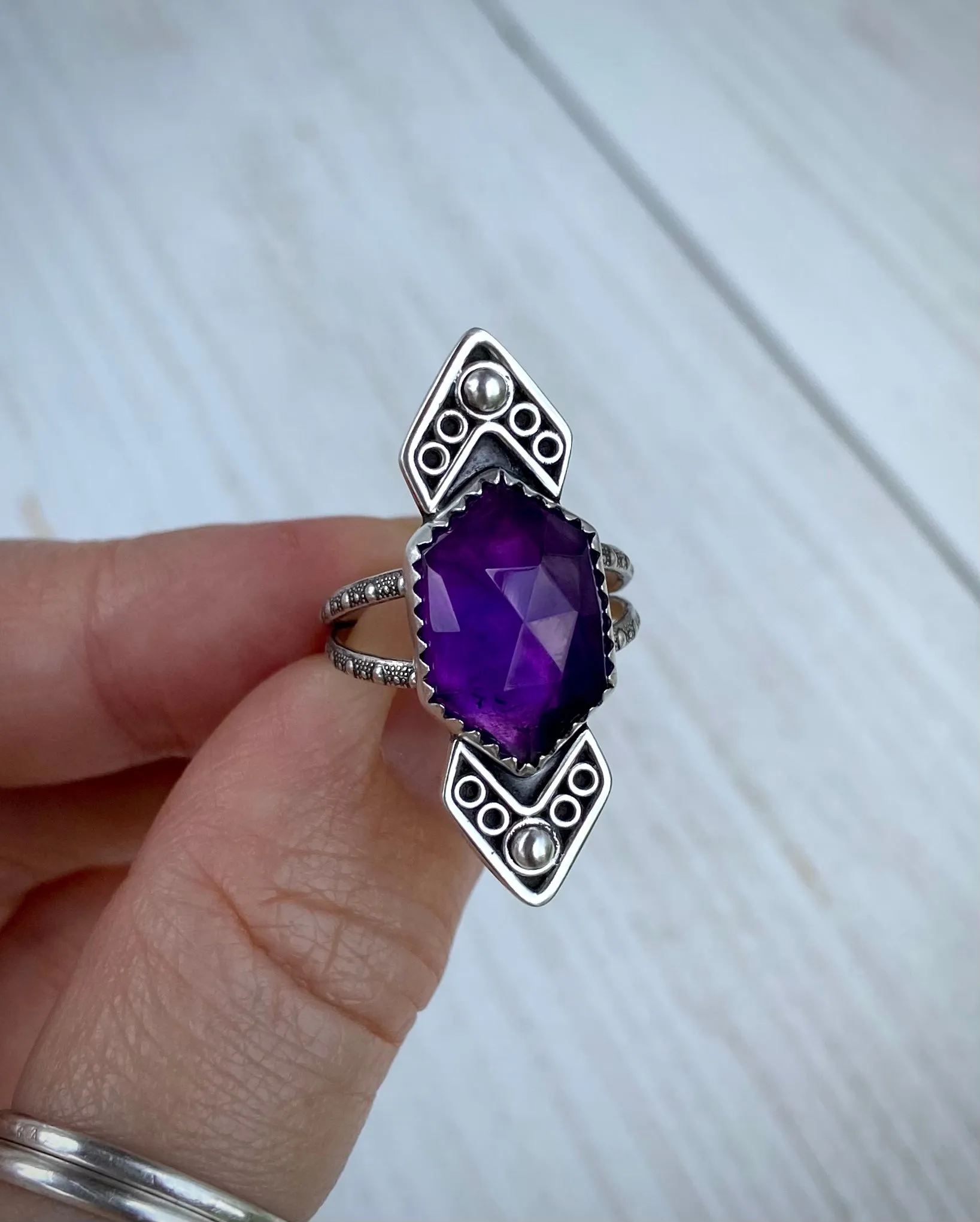 Amethyst Chevron Ring