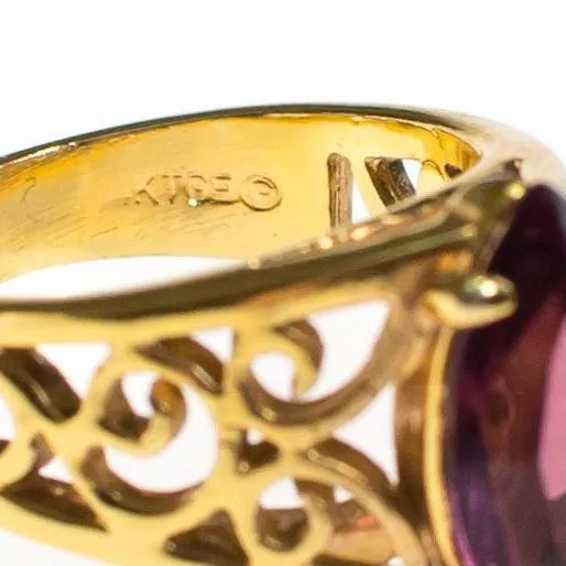 Amethyst Statement Ring, Gold Plated
