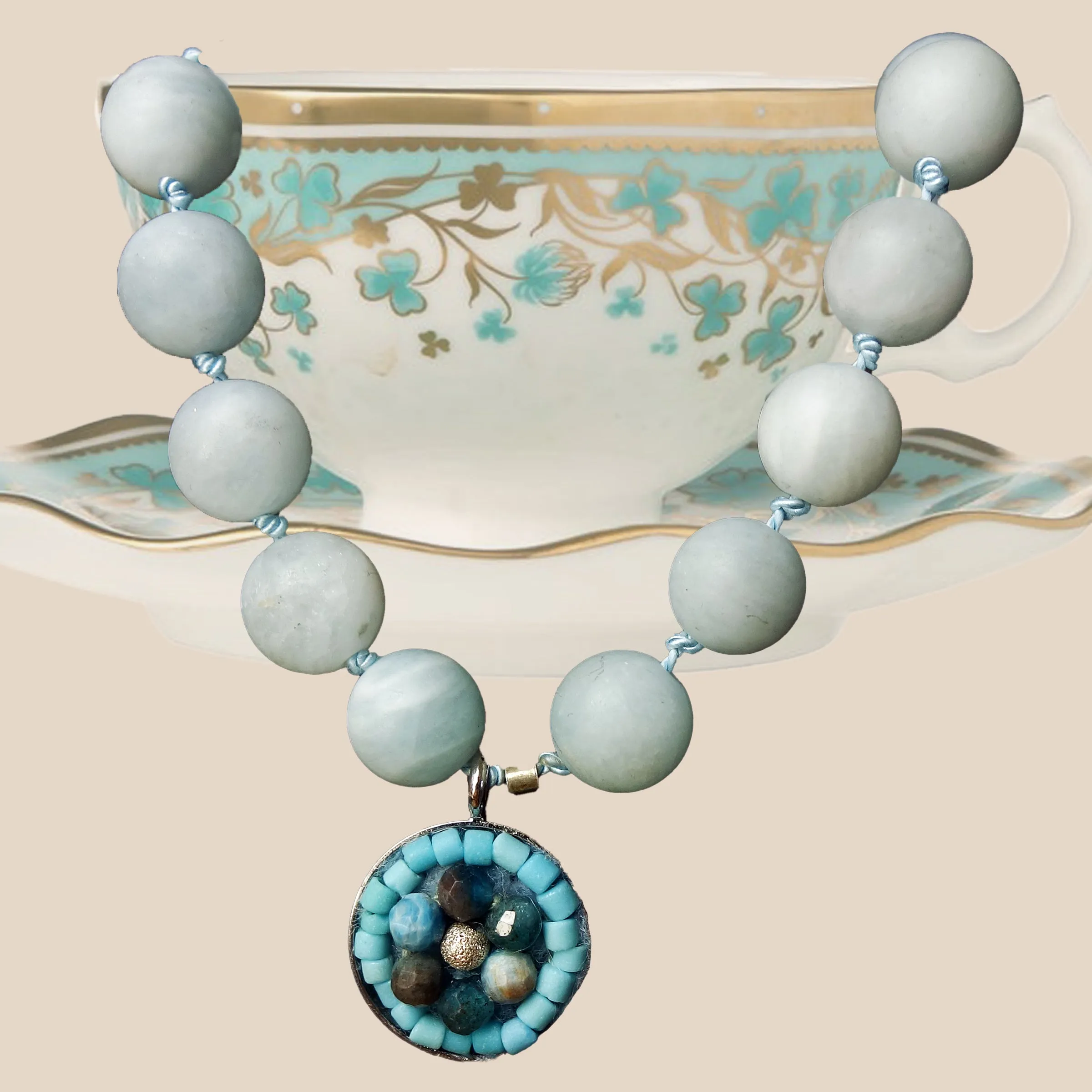 Aquamarine and turquoise mosaic bracelet