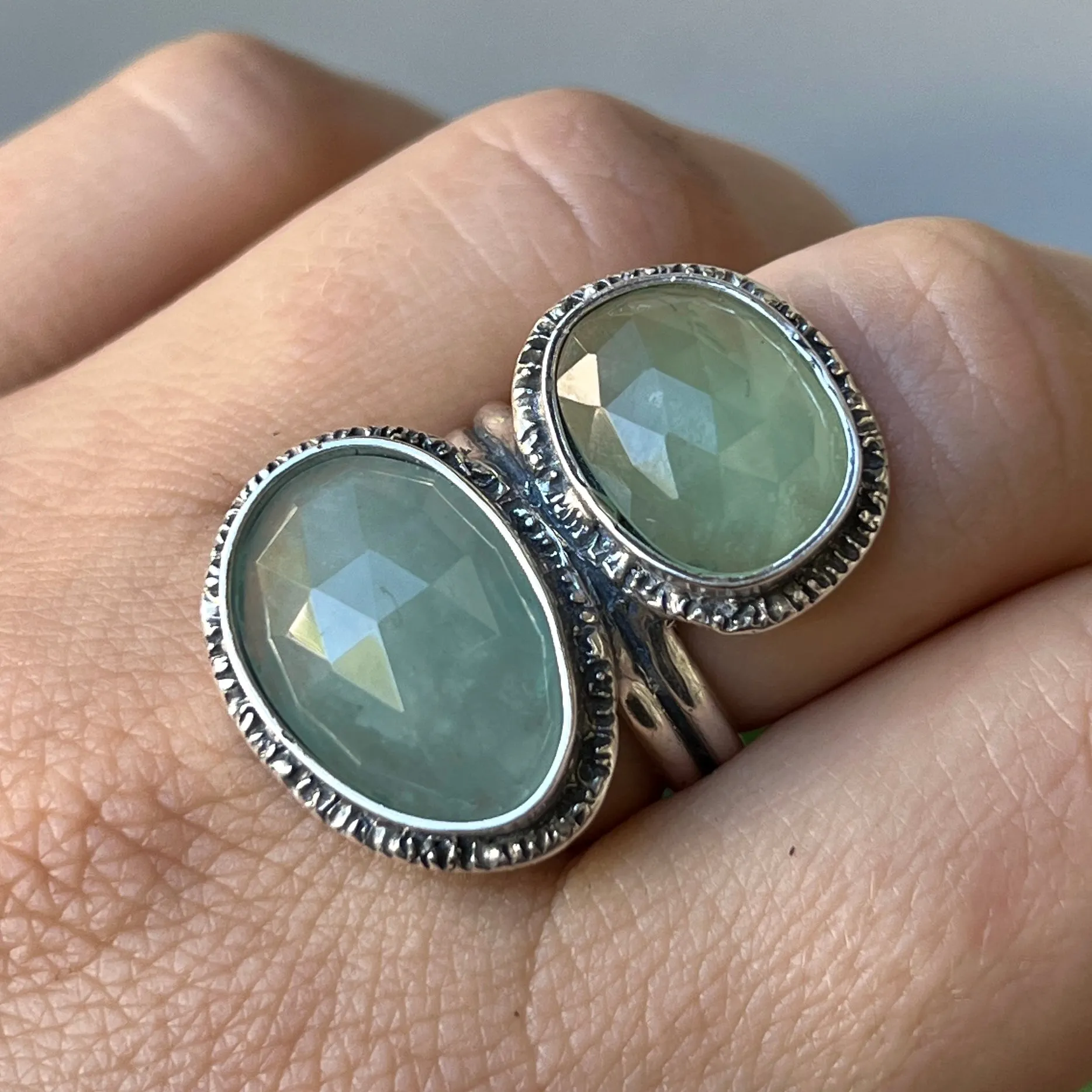 Aquamarine Statement Ring- Sz 8