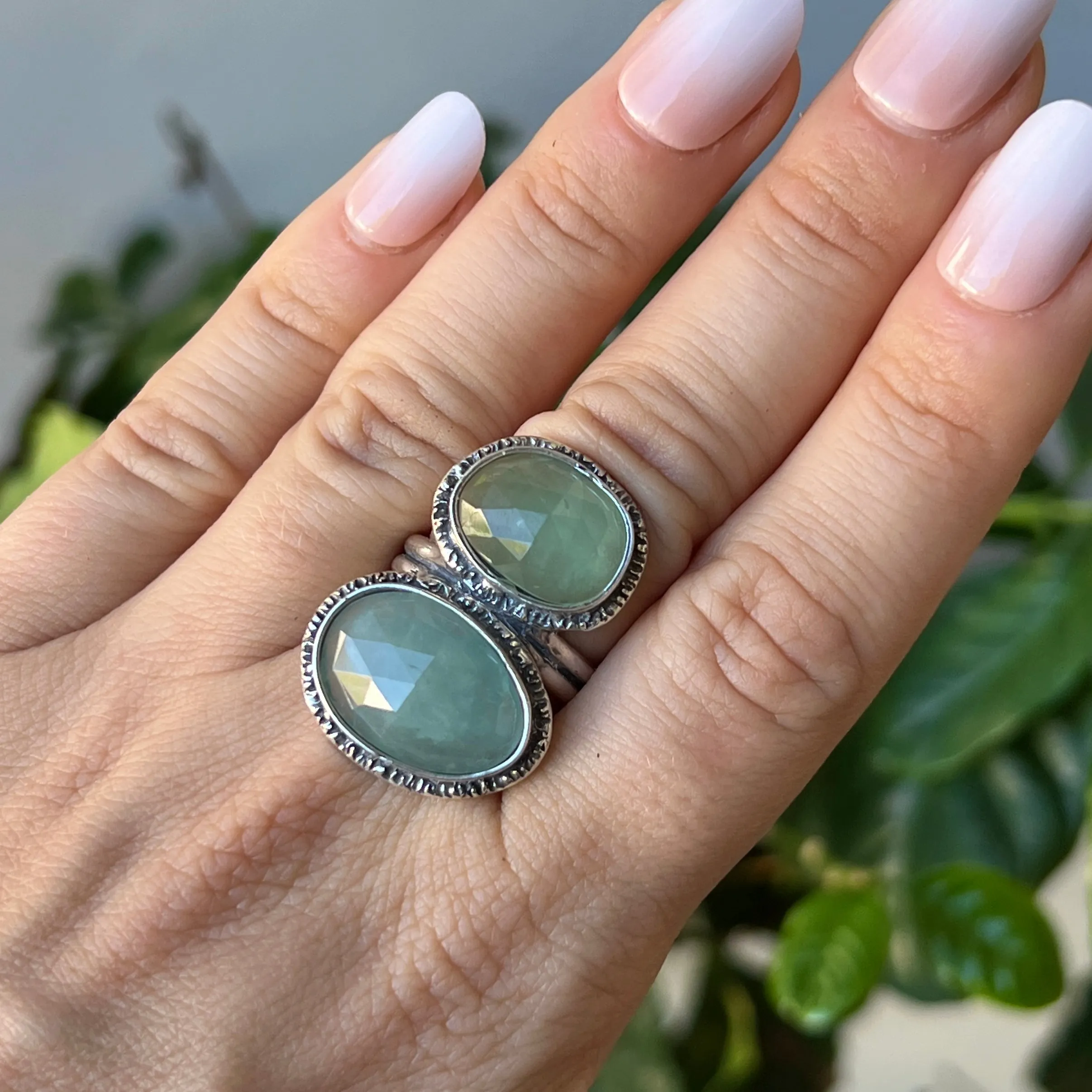 Aquamarine Statement Ring- Sz 8